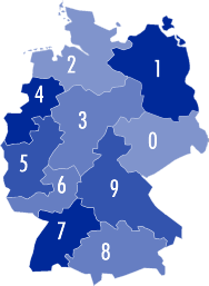 Navigierbare Deutschlandkarte mit Postleitzahlenregionen